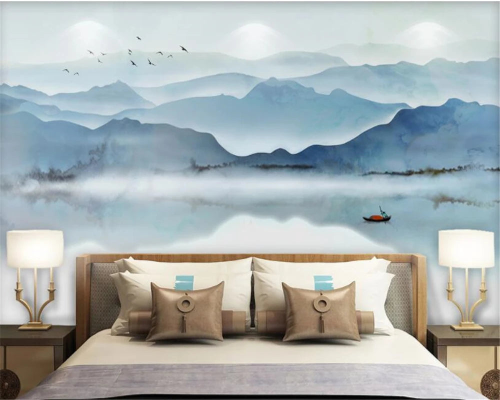 Misty Lake and Mountains