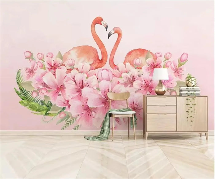 Banana Leaves and Flamingos