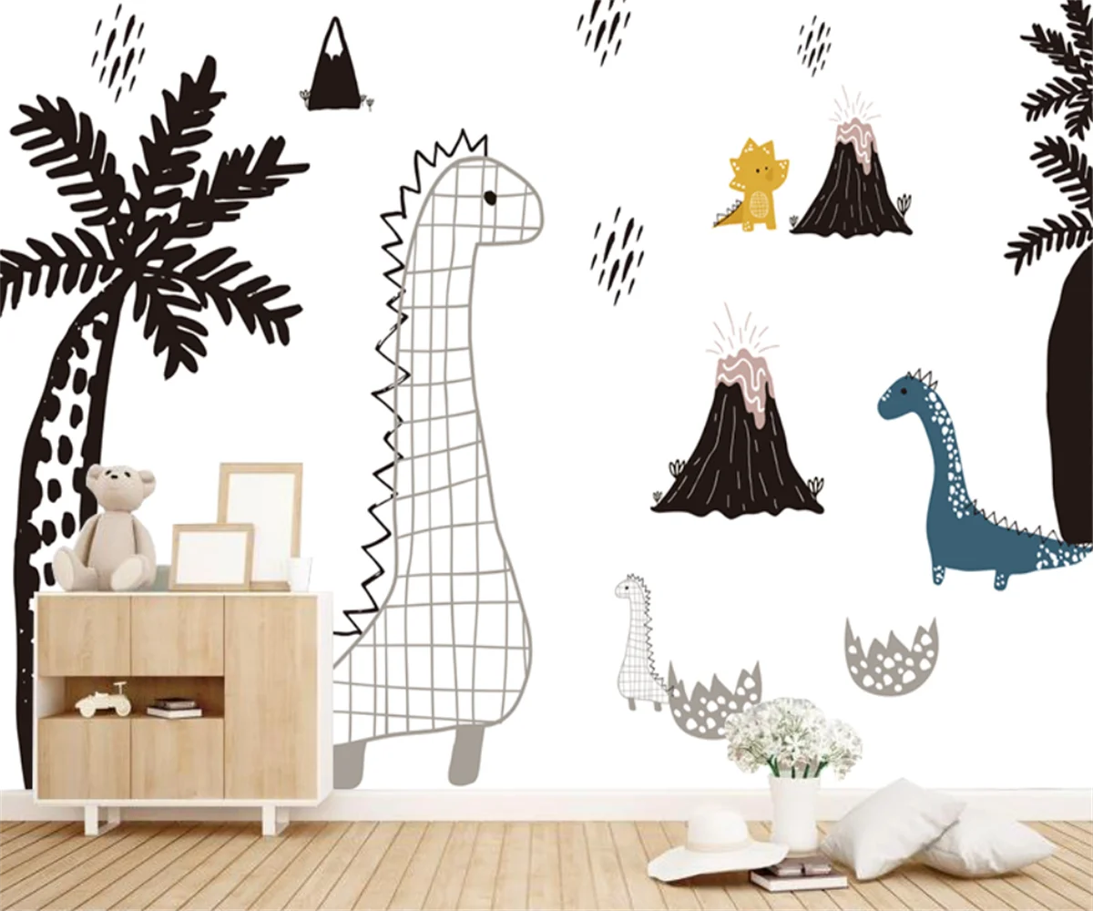 Black and White Hand-drawn Dinosaurs