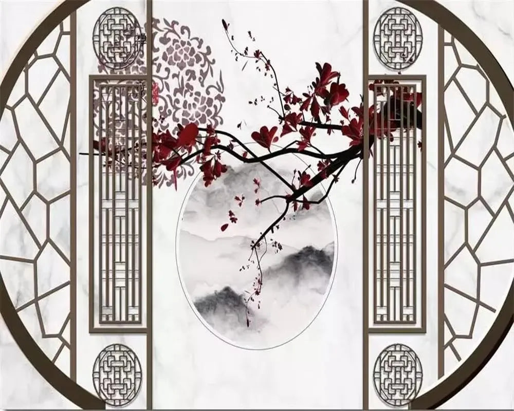 Ink Plum Tree, Elk and Birds