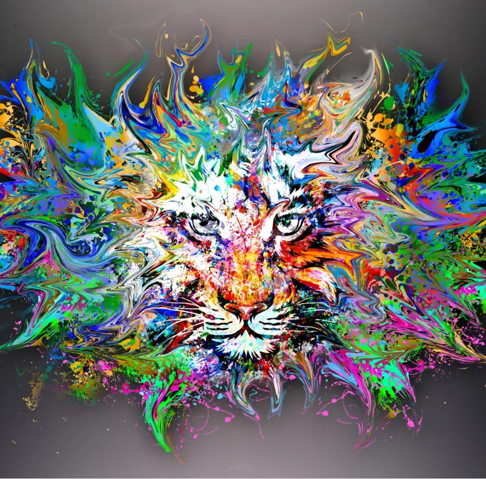 Watercolour Lion Head