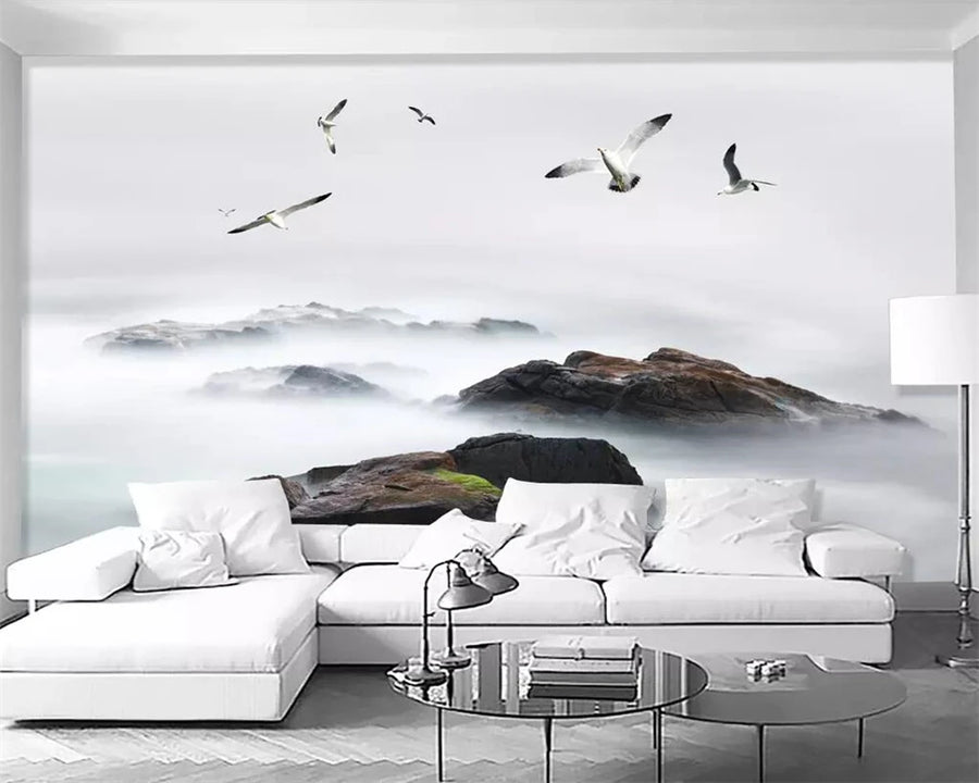 Papier peint panoramique Chaîne de montagnes shanshui