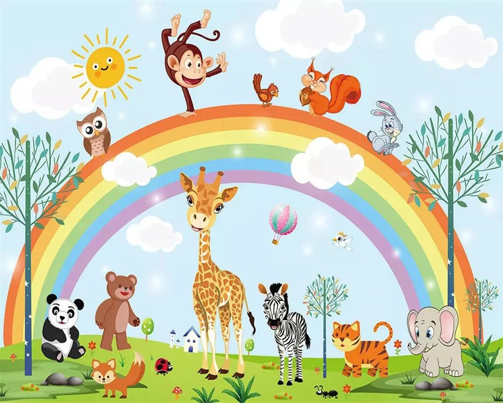 Rainbow and Hand-drawn Animals