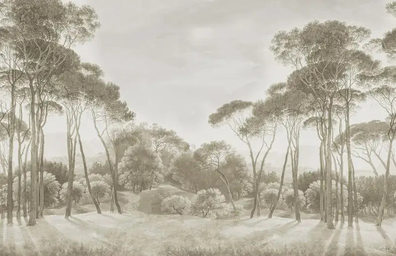 Papier peint panoramique Jungle peinte noir et blanc