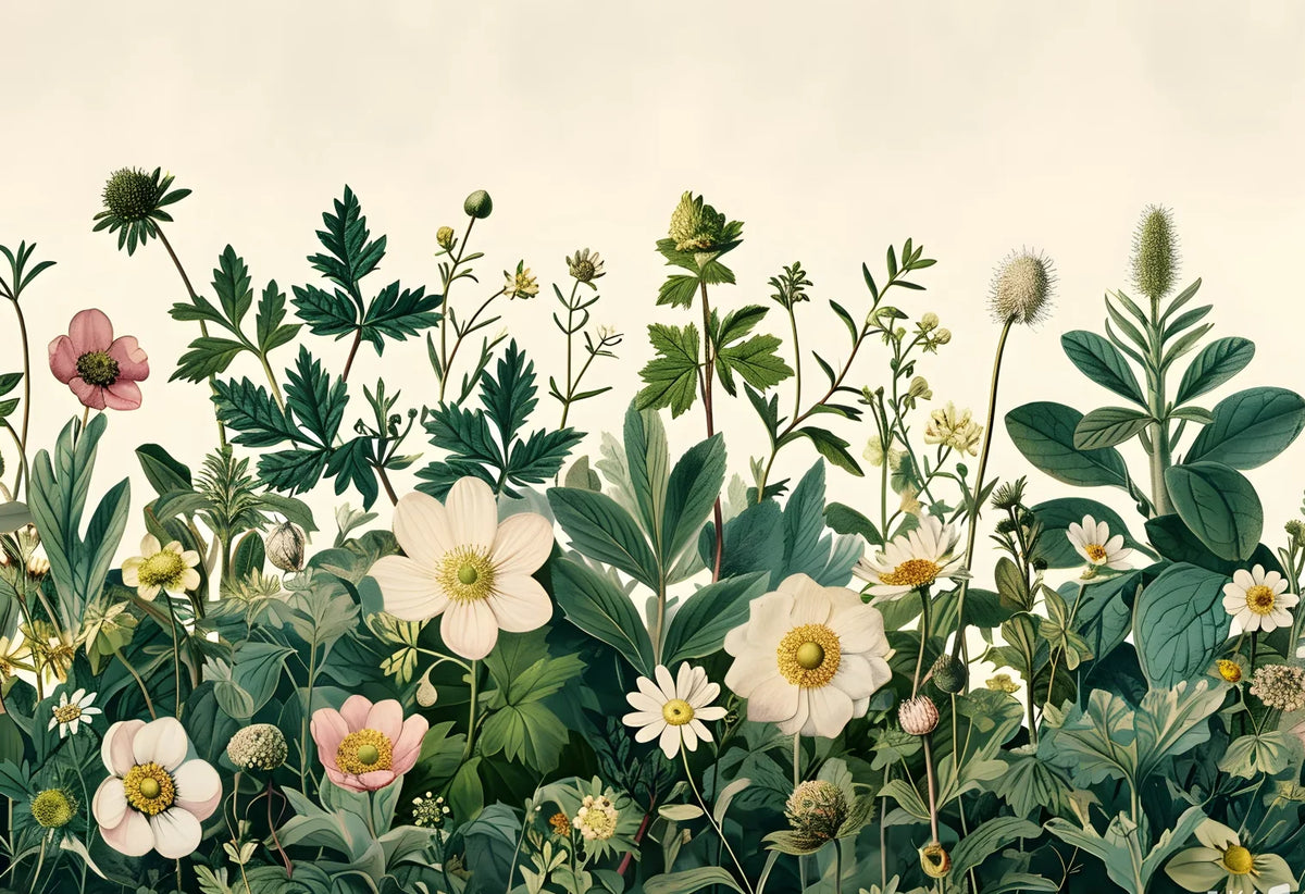 Flowering Jungle with Butterflies and Birds