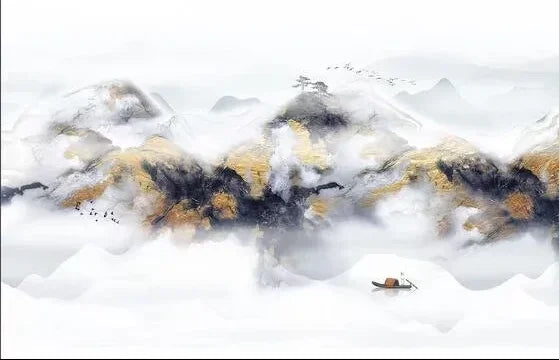 Black and White Ink Snowy Mountains, photo 9