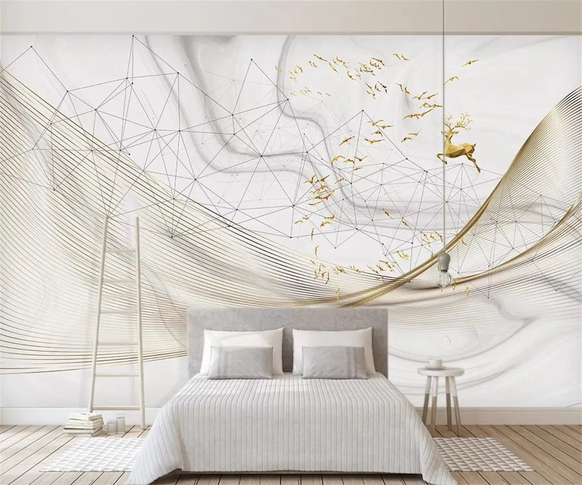 Gold Marble with Elk and Birds