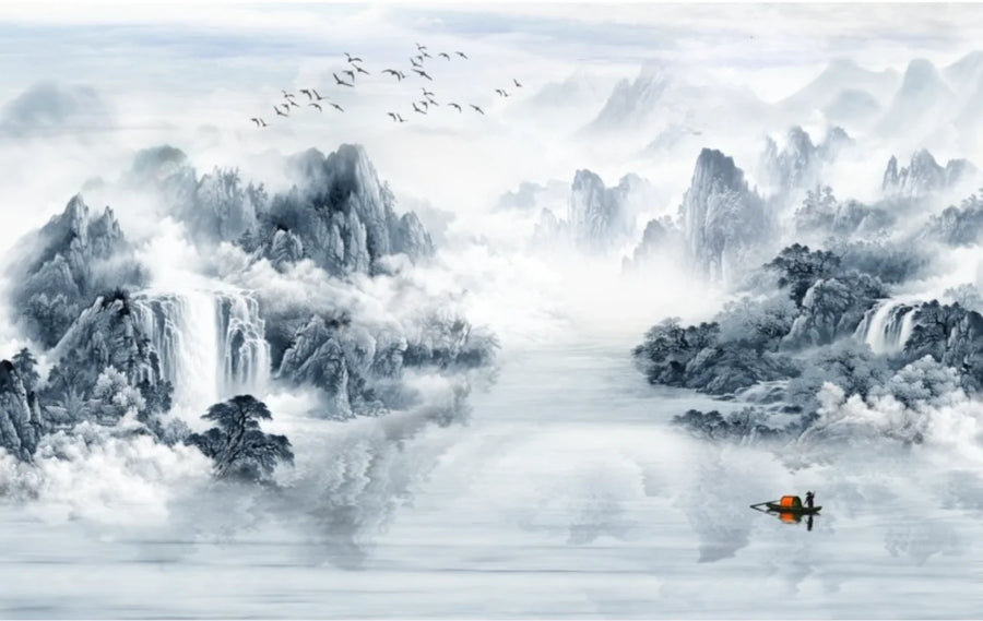 Misty Forest and Birds on Marble, photo 5