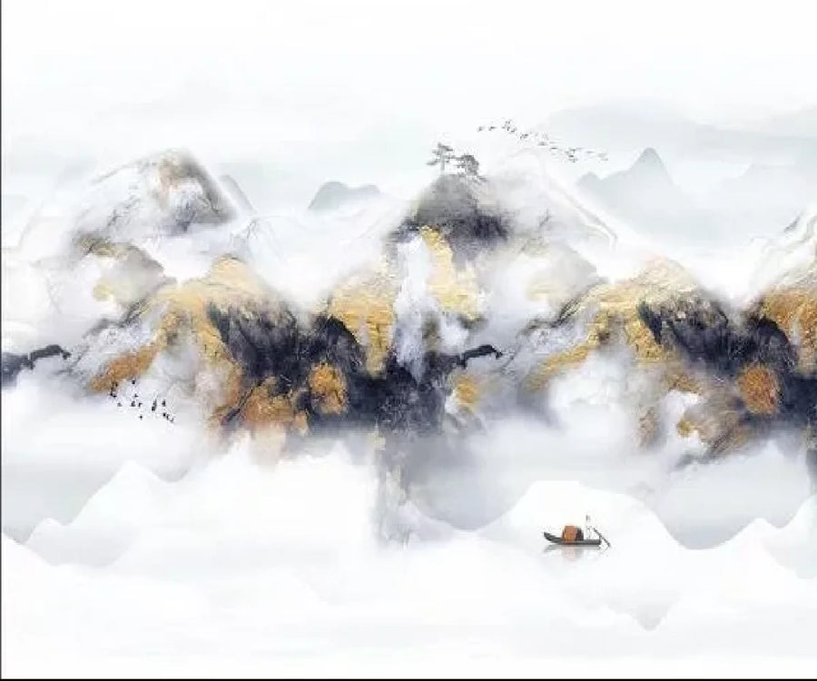 Black and White Ink Snowy Mountains, photo 6